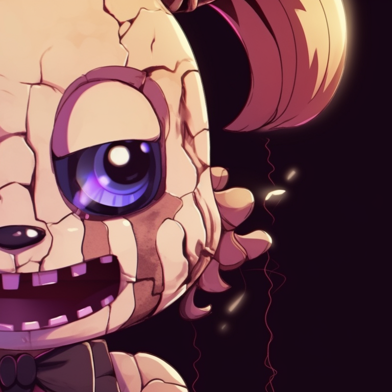 Two characters, security guard and animatronic, harsh lighting and intense atmosphere. unique combinations for fnaf matching pfp pfp for discord.