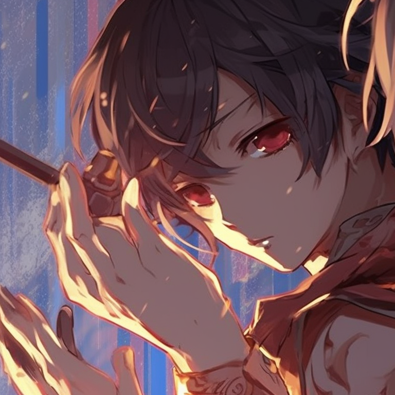 Two characters in magical attire, glowing accents and fantastical elements. cool matching anime pfp pfp for discord.