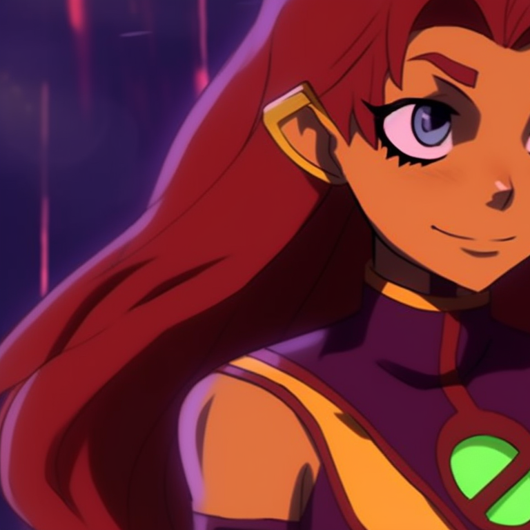 Robin and Starfire, in a retro comic art style, their expressions full of youthful zest. robin and starfire matching pfp in cartoons pfp for discord.