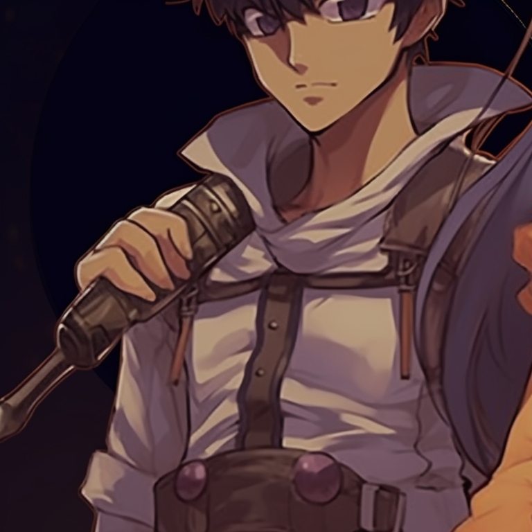 orange pumpkin and Casca set against a full moon, dressed in Halloween gear, brandishing weapons berserk characters in halloween outfits pfps pfp for discord.