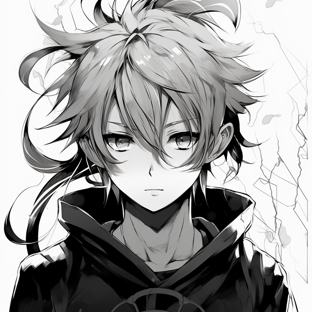 Black and white sketch-style portrayal of Uzumaki Naruto, showcasing detailed line art. favourite black and white anime pfp icons pfp for discord.