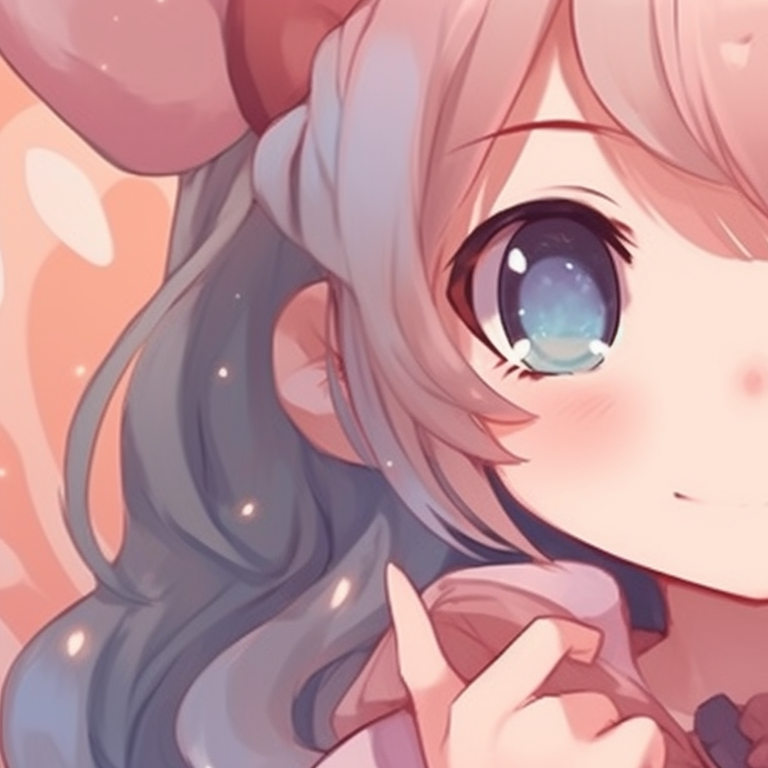 Two characters, kawaii style with round features, blushes are visible. adorable and lovely matching pfp pfp for discord.