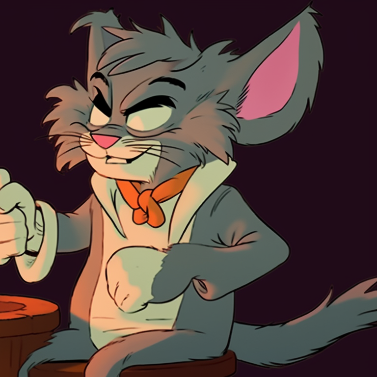 Tom chasing Jerry through a menacing pumpkin patch, both characters in Halloween attire, framed by earthy tones and sharp contrasts. tom and jerry matching pfp halloween theme inspiration pfp for discord.