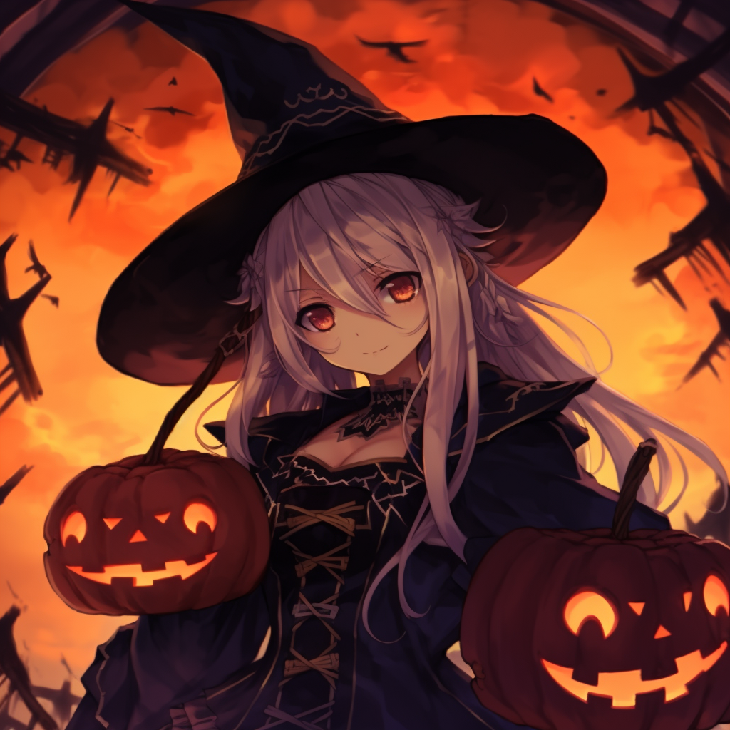 Anime sorcerer with a mystical aura, deep blues and purples dominating the color scheme. halloween anime pfp aesthetics