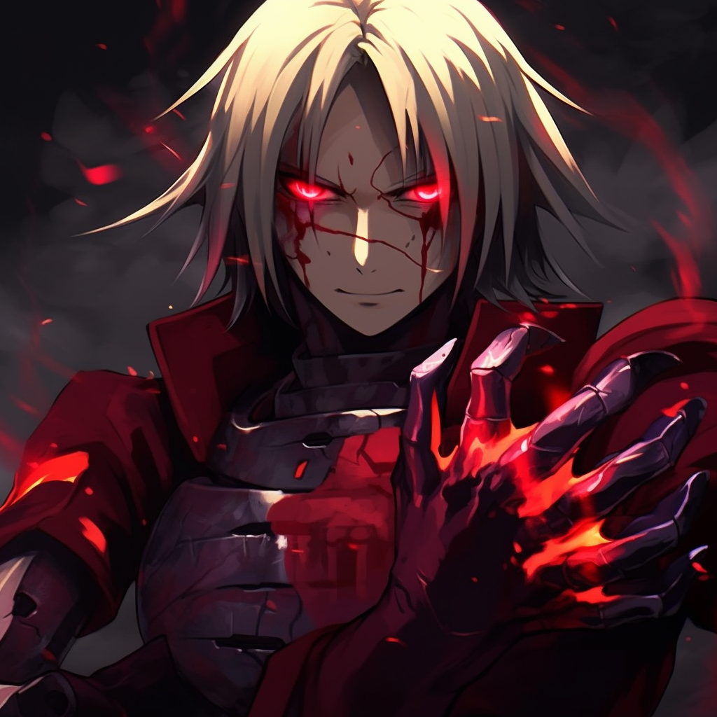 Edward's intense look, close-up with detailed expression and hair. male badass anime pfp