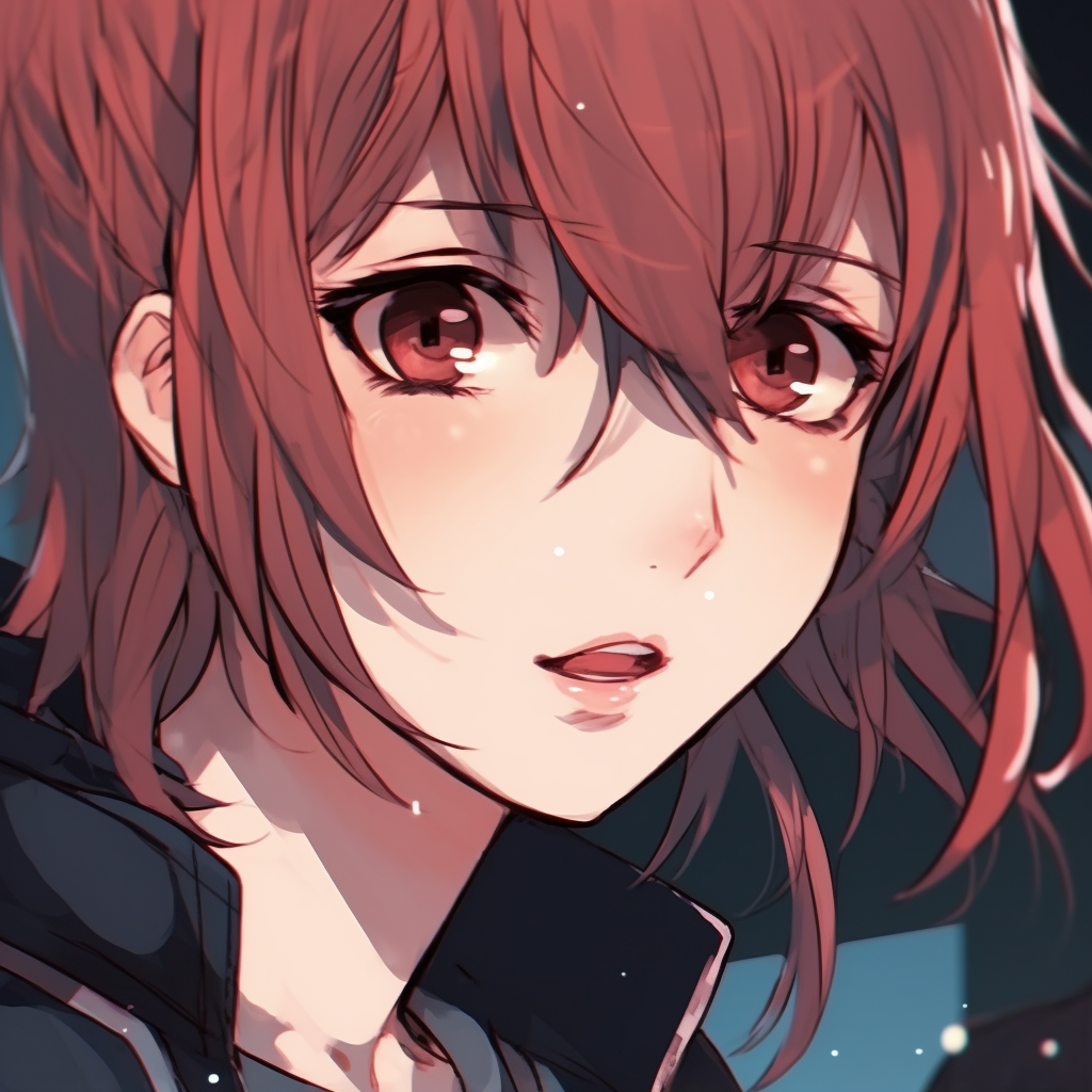 A suspicious-looking anime character, featuring strong line-work and embellished use of colors. anime pfp sus-face illustrations