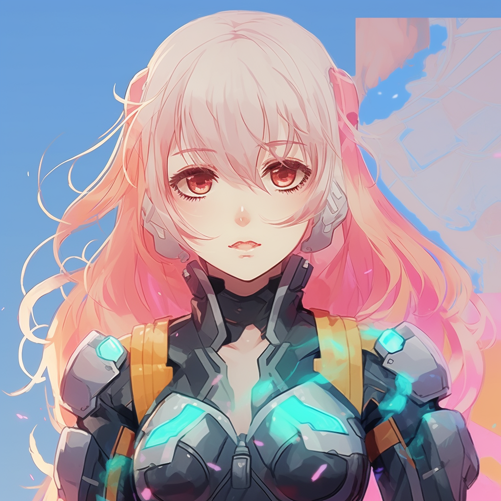 Classic 'magical girl' in classic pose, bold lines and vibrant colors. anime pfp aesthetic girl concepts