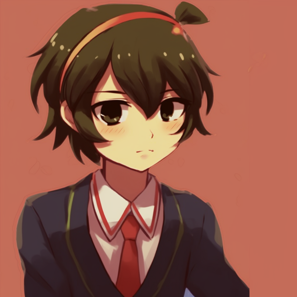 Profile of Haruhi in Ouran High School uniform, bold colors and detailed line work. pfp for school girls pfp for discord.