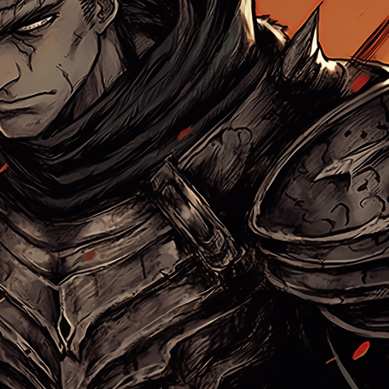 Two warriors under a halloween-themed moonlit sky, using muted and moody Colors. berserk halloween theme pfps collection pfp for discord.