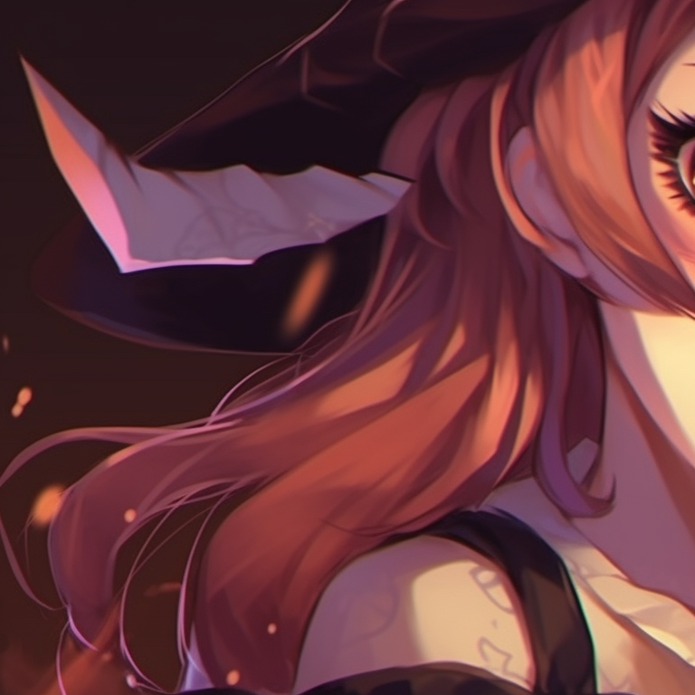 Two characters donned in Halloween costumes, bold colors and hard lines, holding a carved pumpkin. hot matching pfp halloween theme for couples pfp for discord.