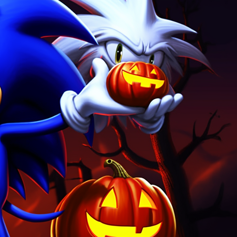 Sonic and Tails sprinting from frightful shadows, with a dynamic, fast-paced style. matching sonic and tails halloween pfp pfp for discord.