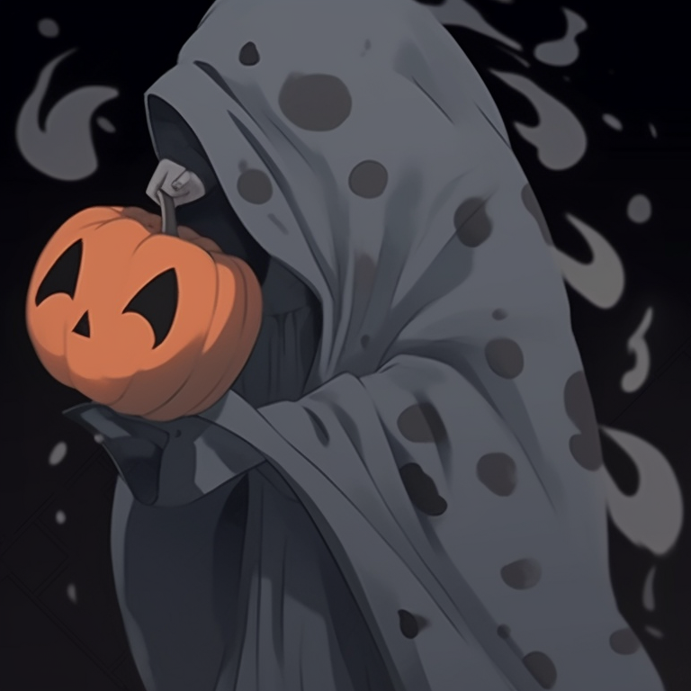 Two characters hidden within the shadows, soft lines and muted colors. halloween ambient pfp matching pfp for discord.