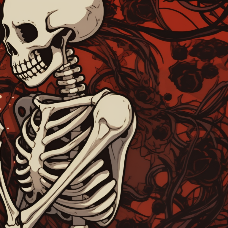 Two skeleton characters embracing in a holiday setting, with a focus on intricate details and cooler, wintery hues. santa skeletons - matching christmas pfp, kissing style pfp for discord.