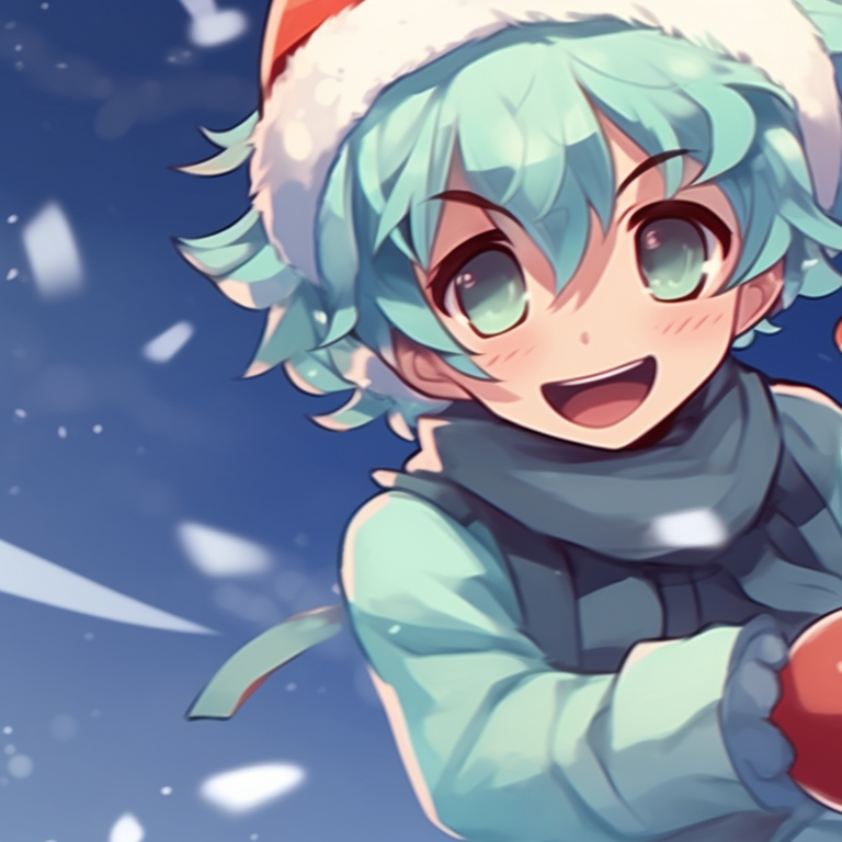 Two characters under a mistletoe, soft tones and gentle expressions. creative matching christmas art pfp pfp for discord.