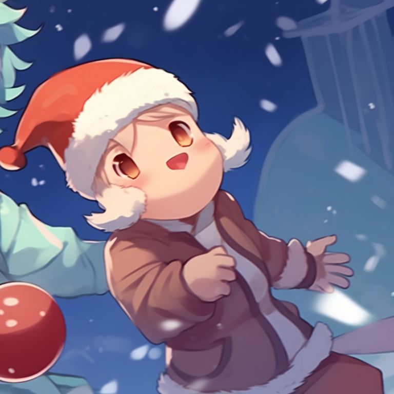 Two characters under a mistletoe, soft tones and gentle expressions. creative matching christmas art pfp pfp for discord.