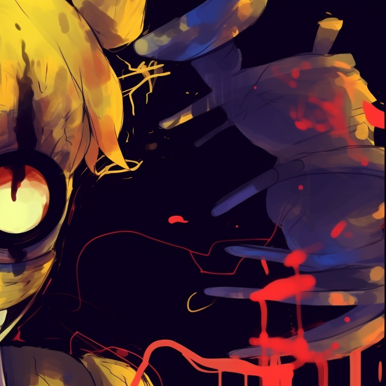 Two FNAF characters, bright neon colors against the dark backdrop with a Halloween thematic embossed. matching fnaf halloween profile images pfp for discord.