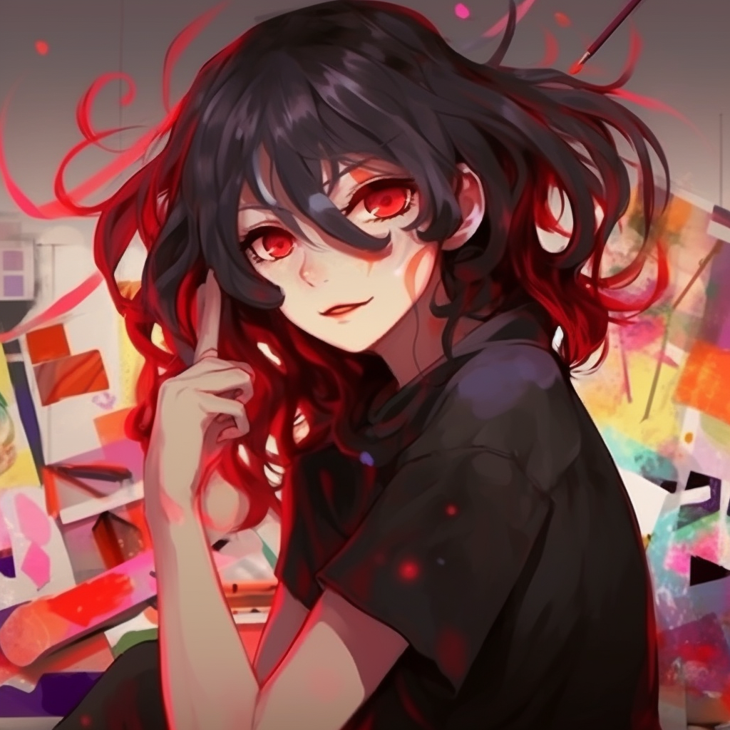 Bizarre representation of an anime girl within an chaotic environment. crazy anime girl pfp drawing guide pfp for discord.