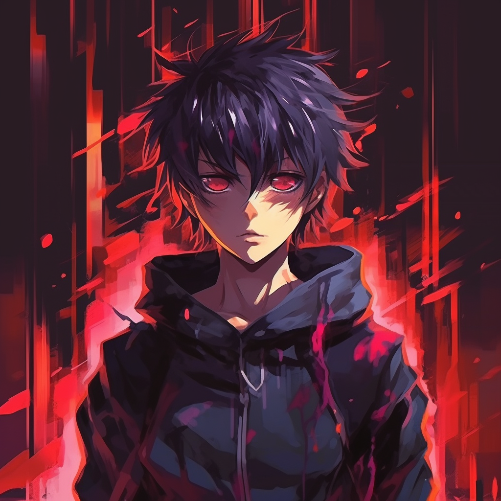 Traditional anime character with drip style effects, a mix of classic and modern art styles. drippy anime pfp in hd quality pfp for discord.