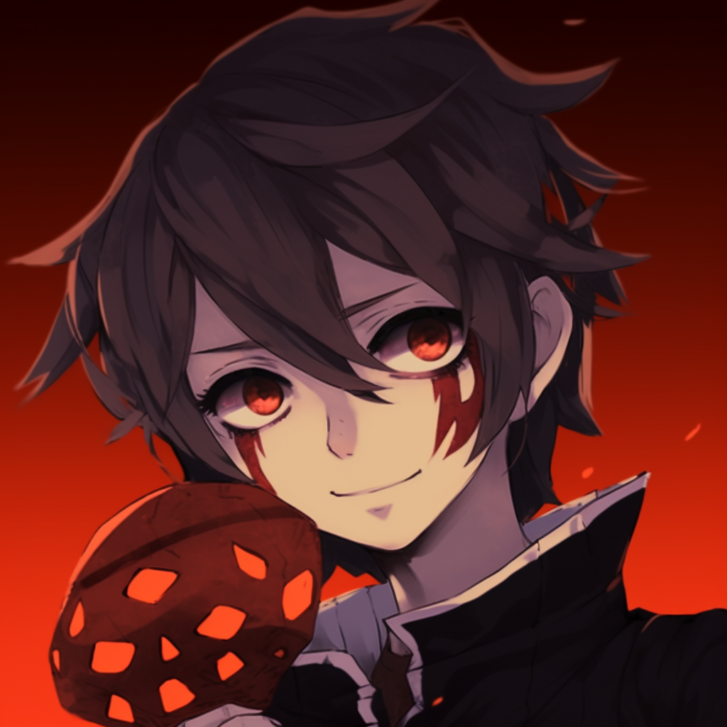 Anime duo in a semi-realistic style, featuring zombified makeup and dark backgrounds. halloween pfp anime duos