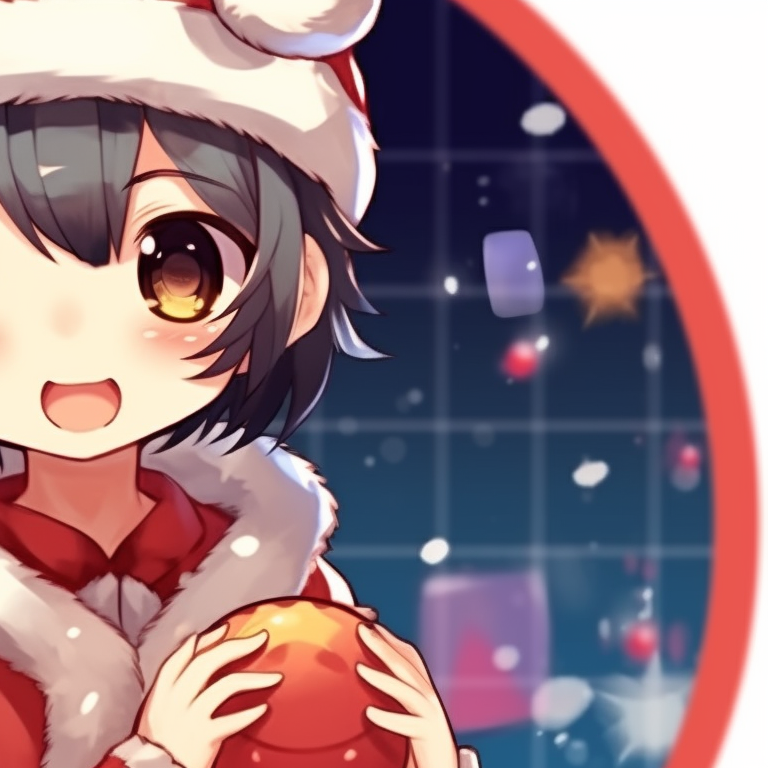 Two characters in Santa outfits, cute art style and pastel colors, cheerful smiles. adorable boys and girls matching christmas pfp pfp for discord.
