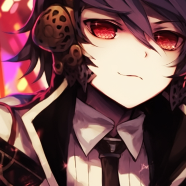 Two Danganronpa characters under a Halloween moon, with shadowy figures in the background creating a sense of mystery. themed danganronpa matching pfp pfp for discord.