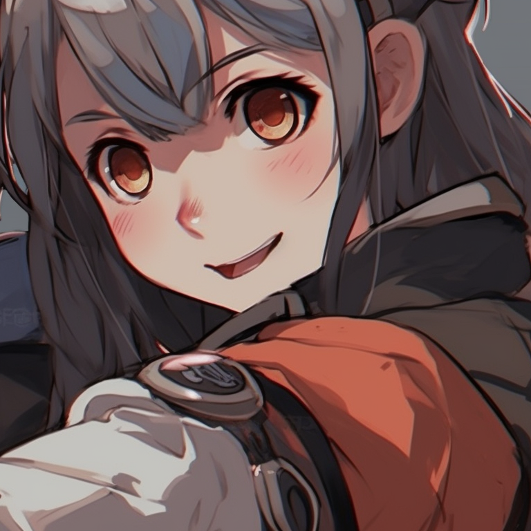 Two characters dressed in adventure gear, dynamic poses and intense expressions, grasping hands. matching pfp anime for bffs pfp for discord.