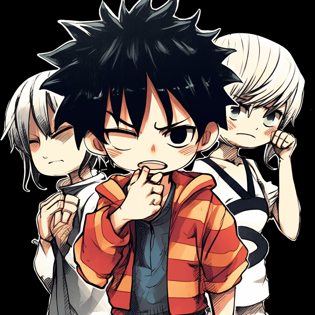 A cute depiction of Luffy eating, bright colors and comic-like representation. creative anime manga pfp ideas