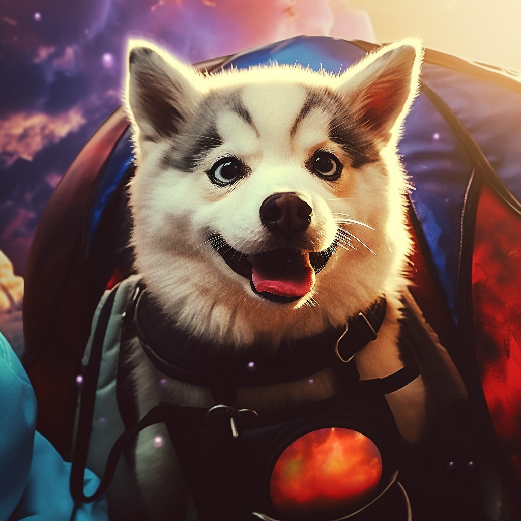 A Husky on an adventure, vibrant tones and dynamic backgrounds. cute canine pfp pfp for discord.