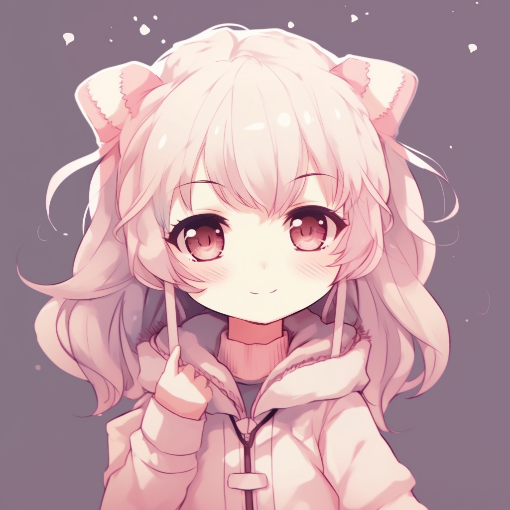 Close-up shot of a Chibi anime girl, focus on innocent big eyes and tiny mouth. cute anime pfp ideas anime pfp