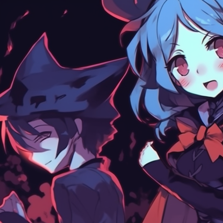 Three characters in playful and unique Halloween outfits, with humorous and exaggerated expressions. halloween pfp trio pfp for discord.