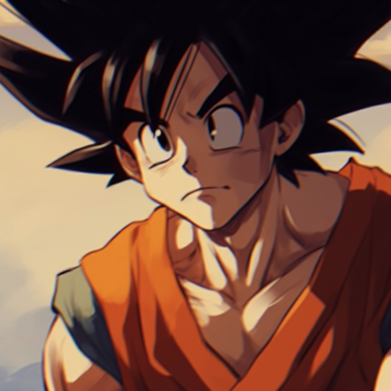 Goku and Chichi in solitude, somber tones and a calm mood. goku and chichi dragon ball art pfp for discord.