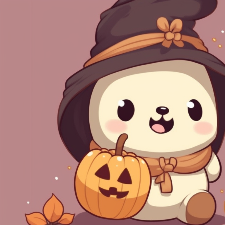 Two bears, one with a deep chocolate tone and the other with a milky white hue, amidst Halloween decor. mocha bear and milk bear halloween themed matching pfp pfp for discord.