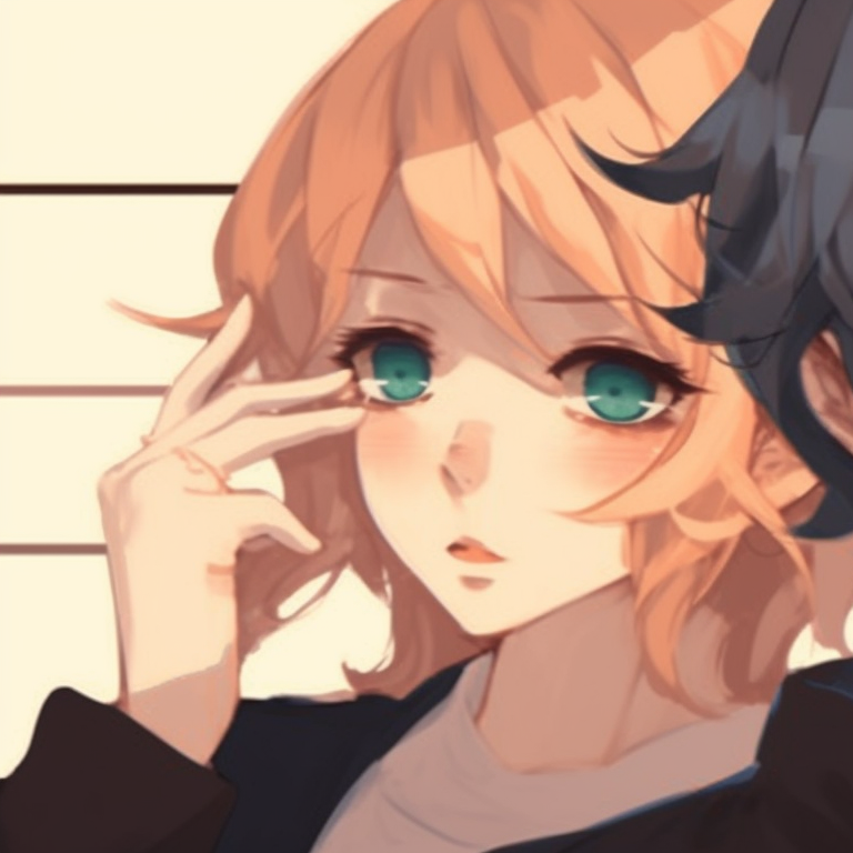 Two characters with dragon motifs, fiery and bold colors, fierce expressions. chic matching pfp for anime best friends pfp for discord.