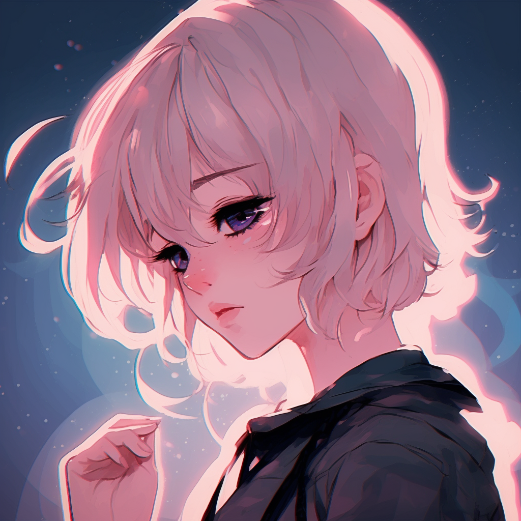 Anime girl amid cherry blossoms, showcasing delicate linework. pfp anime with aesthetic feel