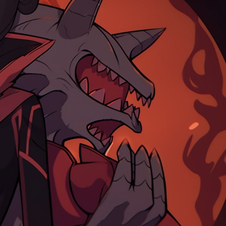 Blitzo and Stolas, interlocking gazes painted against a dusk-like backdrop, accentuated with nuances of Halloween. blitzo x stolas halloween pfps pfp for discord.