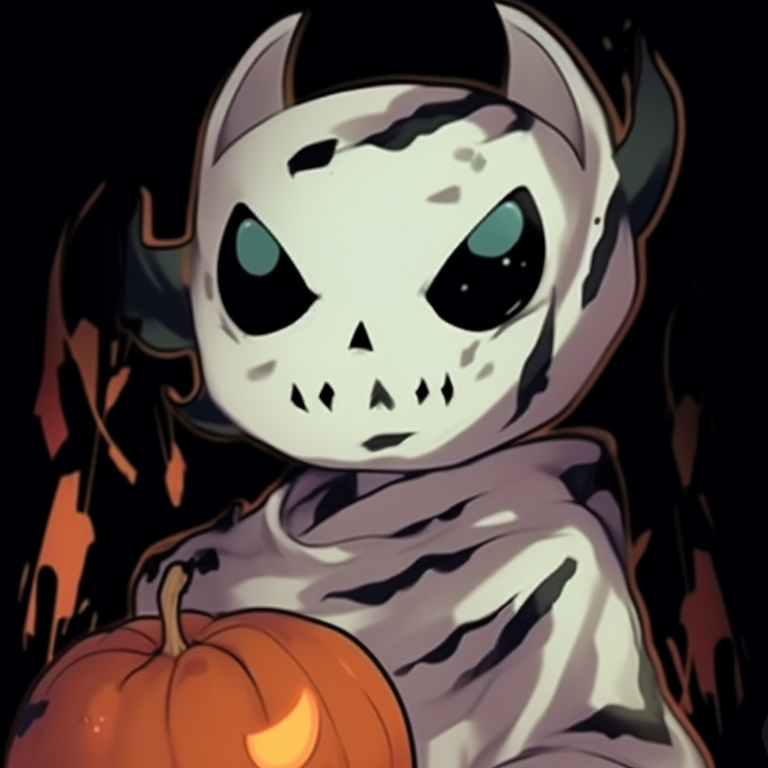 Two characters inside jack-o'-lanterns, bold lines and vivid colors. perfect halloween matching pfp ideas pfp for discord.