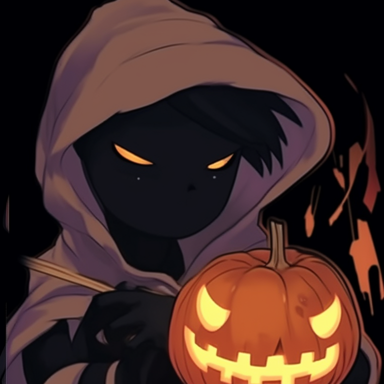 Two characters inside jack-o'-lanterns, bold lines and vivid colors. perfect halloween matching pfp ideas pfp for discord.