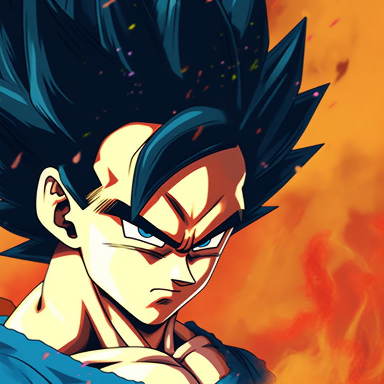 Goku and Vegeta, in their battle stances, vivid bright and contrasting auras. popular goku and vegeta matching pfp pfp for discord.