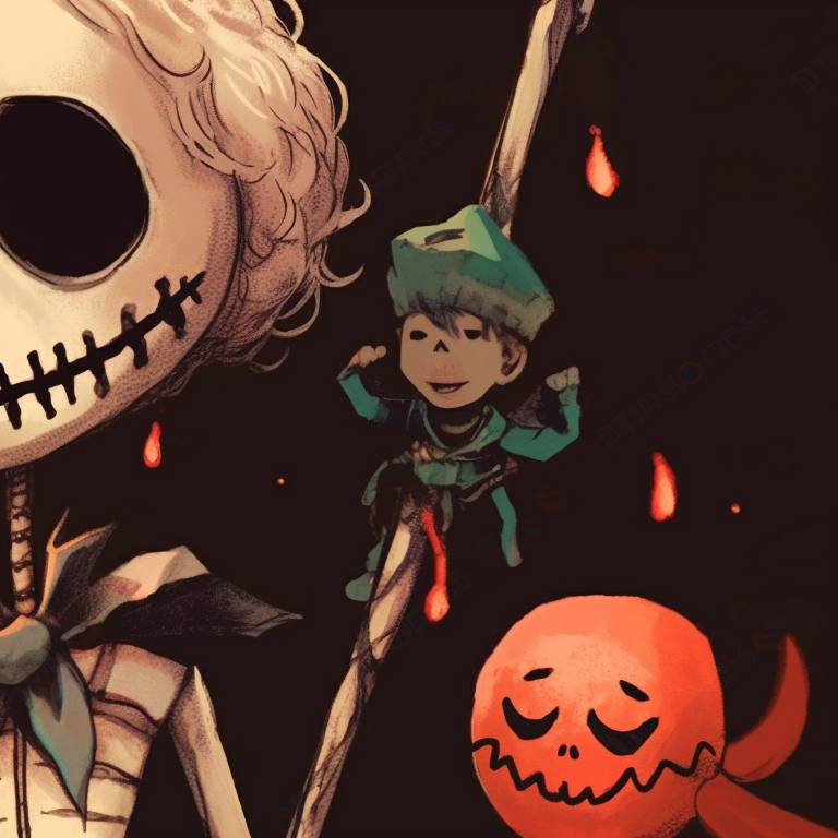 Two characters in yuletide attire with an unsettling presence, matching fanged smiles. matching scary christmas pfp classic monster scenes pfp for discord.