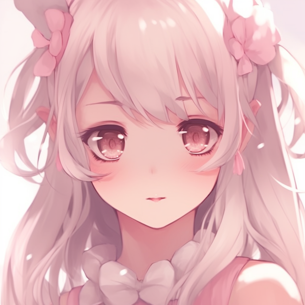 Laughing anime girl in pink, energetic lines and vibrant art style. adorable pink anime girl pfp images pfp for discord.