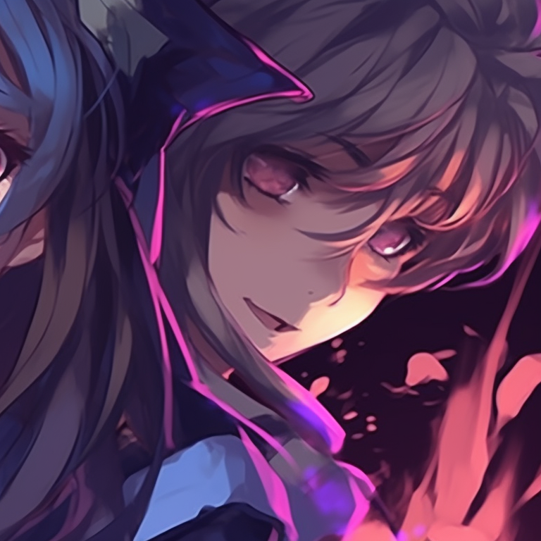 Two characters, both holding glowing pumpkins, slight smoky details and warm, inviting colors. best matching anime couple pfp halloween theme images pfp for discord.