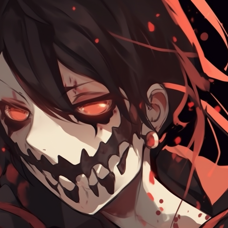 Anime couple under a full moon, dressed in classic vampire attire, deep reds, and dark blacks, exuding an eerie elegance. halloween themed matching couple anime pfp pfp for discord.