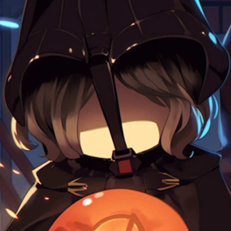 Padawan characters donning festive pumpkin themed costumes, bright colors and filled with whimsical charm. star wars matching pfp halloween themed characters pfp for discord.