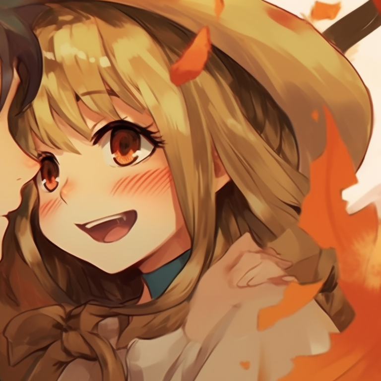 Howl and Sophie, holding pumpkins, with earthy tones and whimsical details. unseen howl's moving castle halloween themed matching pfp pfp for discord.
