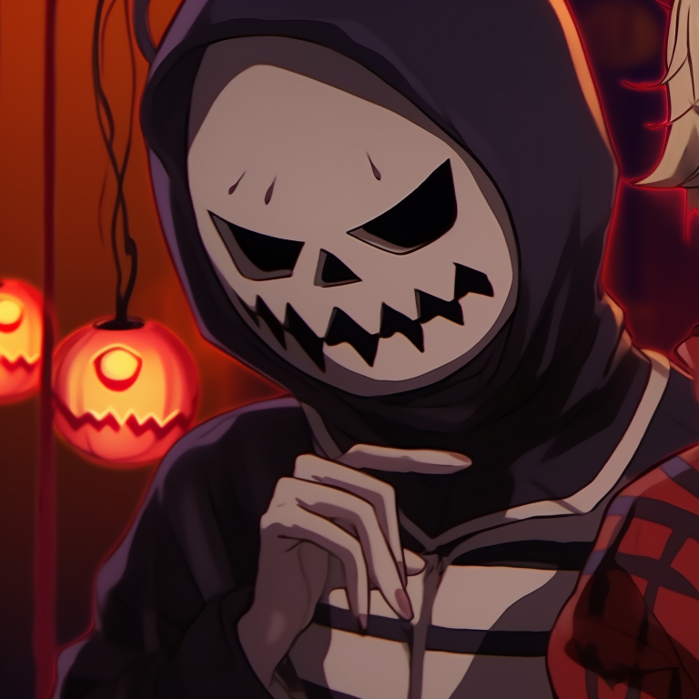 Two main characters positioned on opposite sides, intense expressions against a Halloween-themed backdrop. tokyo revengers matching pfp halloween theme images pfp for discord.