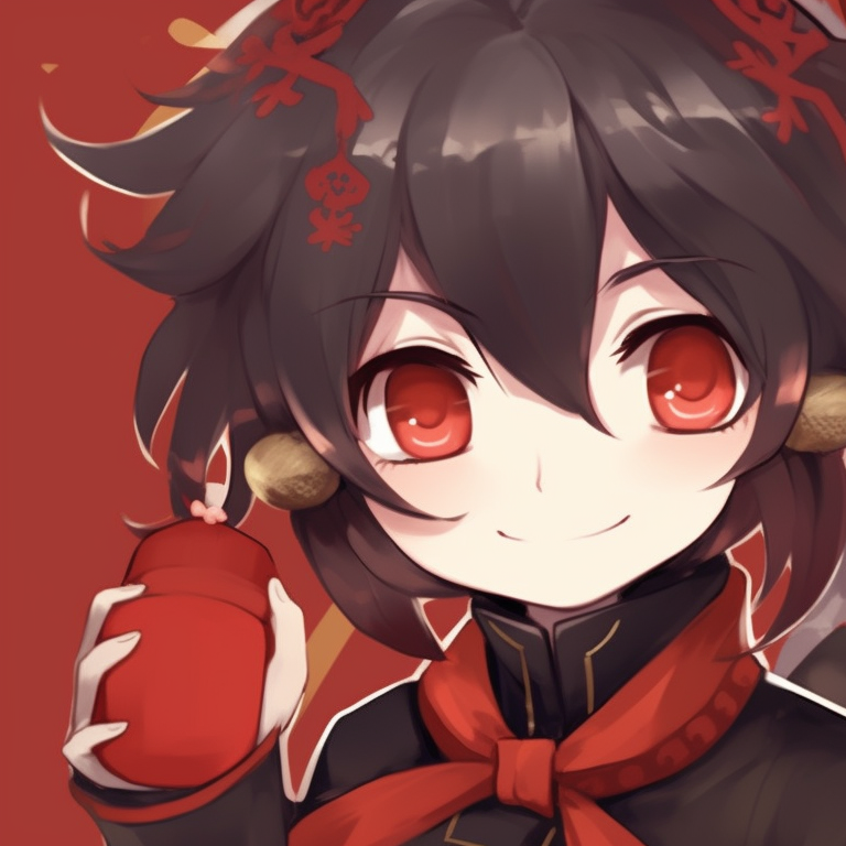 Two Hu Tao characters in matching festive outfits, adorned with Christmas elements. festive matching hu tao pfp pfp for discord.