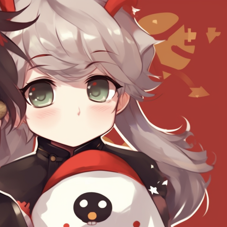 Two Hu Tao characters in matching festive outfits, adorned with Christmas elements. festive matching hu tao pfp pfp for discord.