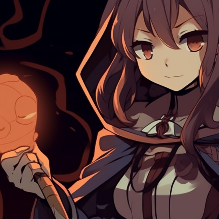 Two characters seen as silhouettes, adorned with glowing Halloween-themed accessories, set against a starry background. star wars matching pfp halloween concept pfp for discord.