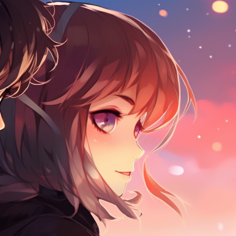 Two characters in a sunlit setting, warm colors and relaxed postures. gender-neutral match pfp for friends pfp for discord.