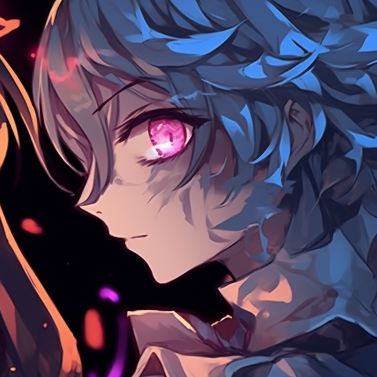 Two characters, spectral design, striking contrast between dark and bright colors. best matching anime couple pfp halloween theme images pfp for discord.
